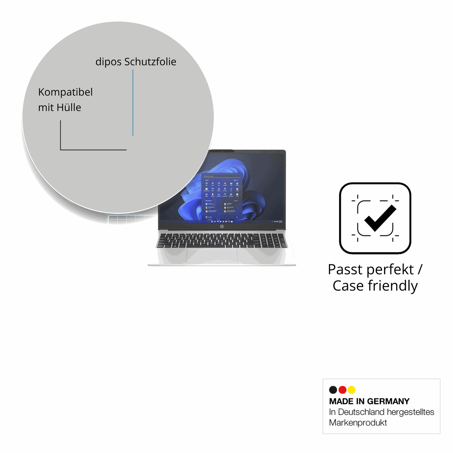 Schutzfolie mit optimaler Passform, zur Verwendung mit Hüllen geeignet