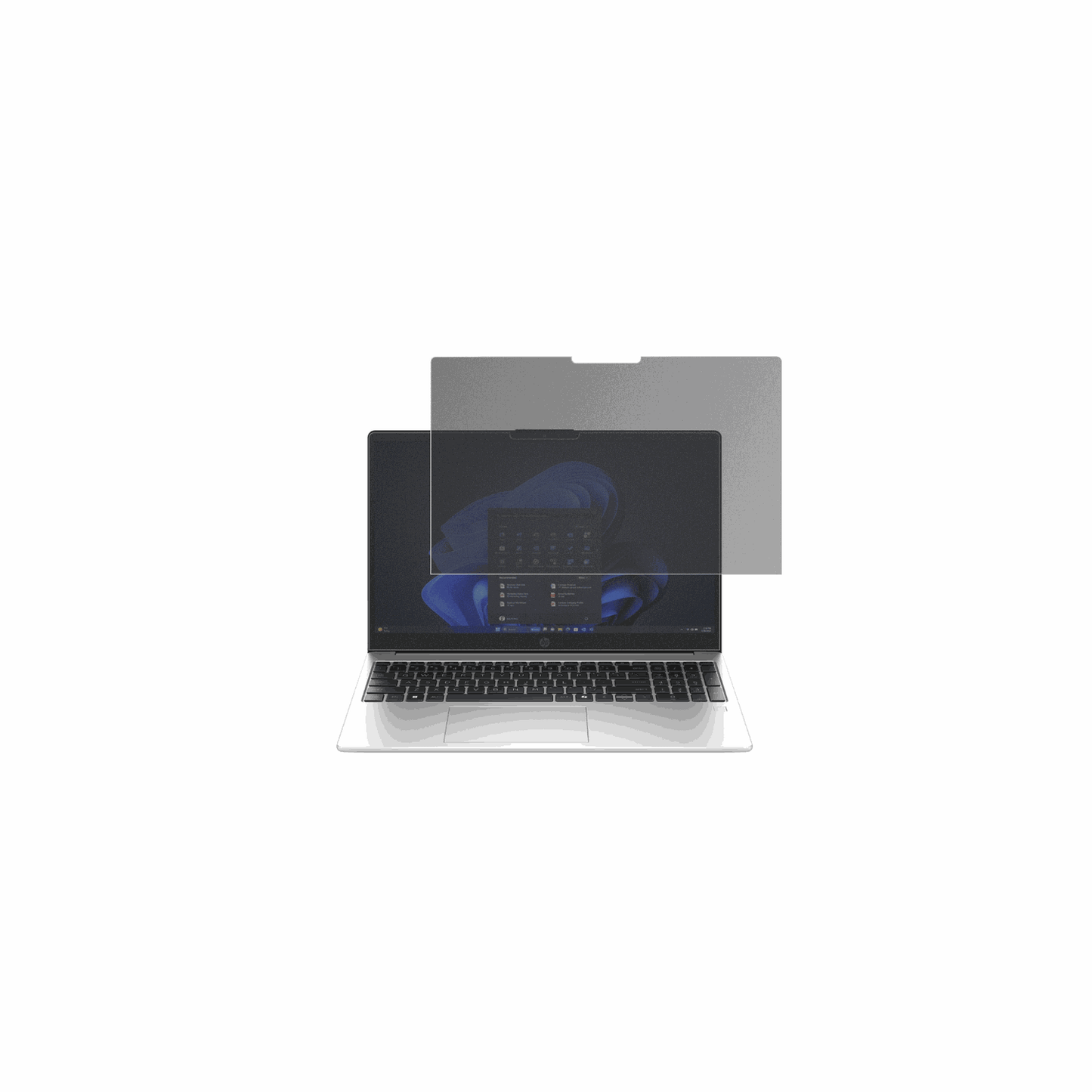 HP255R G10 15.6 Zoll mit aufgebrachtem dipos Displayschutz, der seitliche Einblicke blockiert
