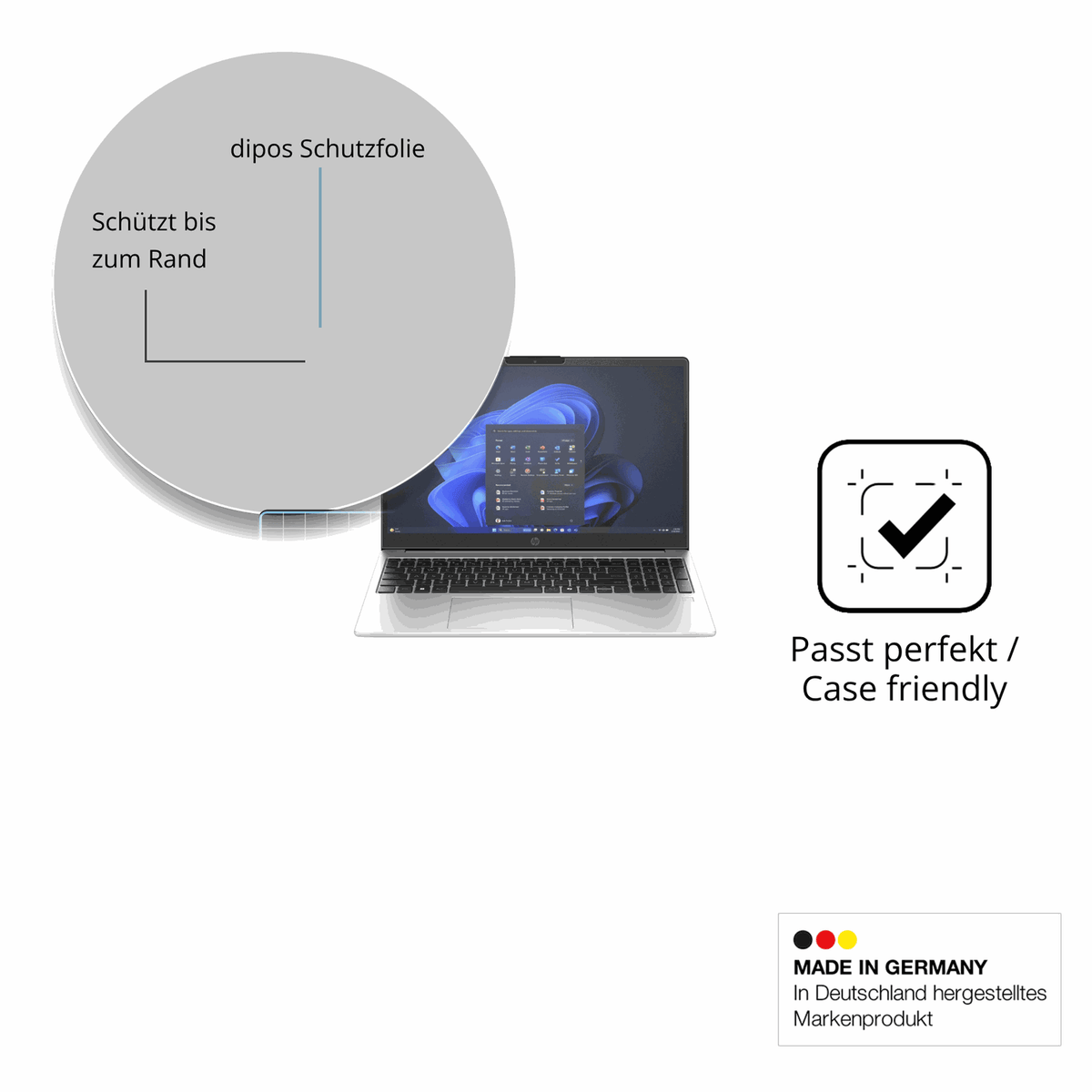 Schutzglasfolie mit optimaler Passform, zur Verwendung mit Hüllen geeignet