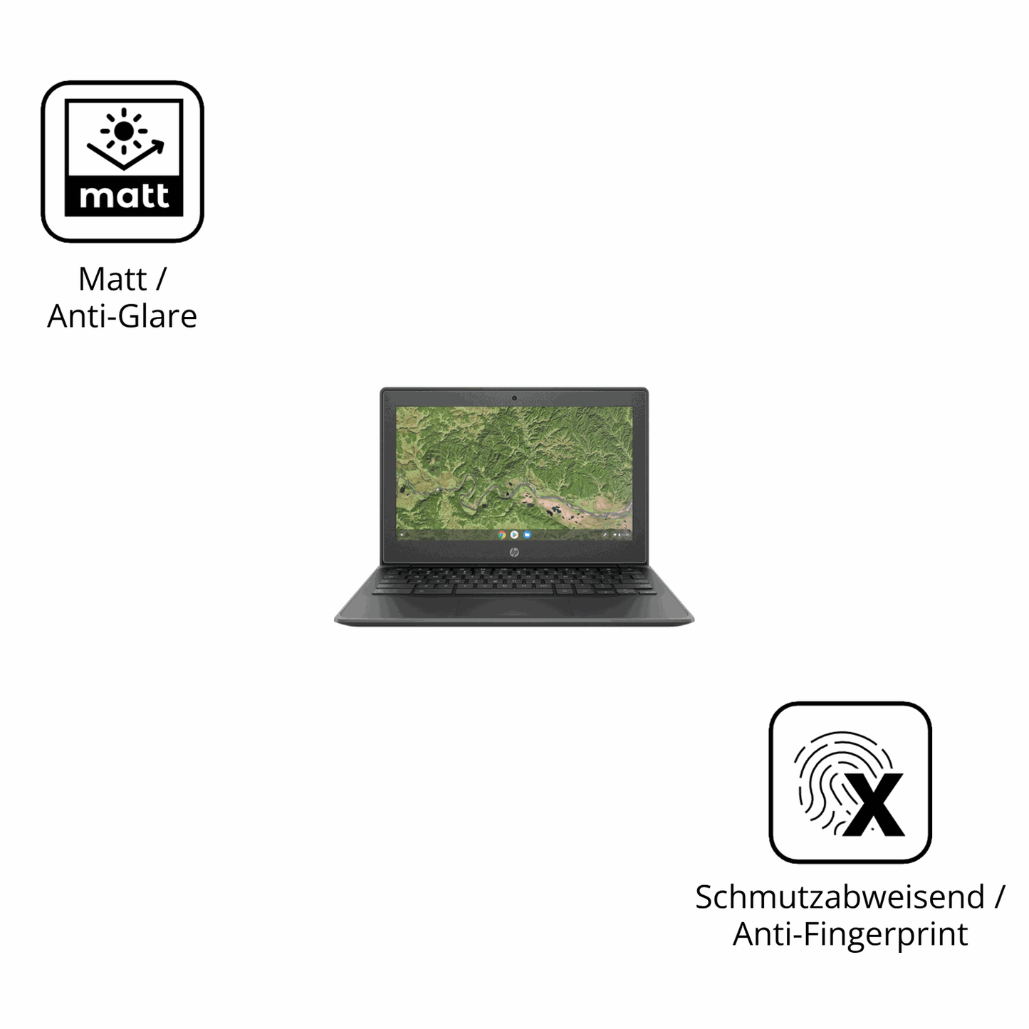 Dünne und entspiegelnde Folie passend zugeschnitten für HP Chromebook 11A G8EE