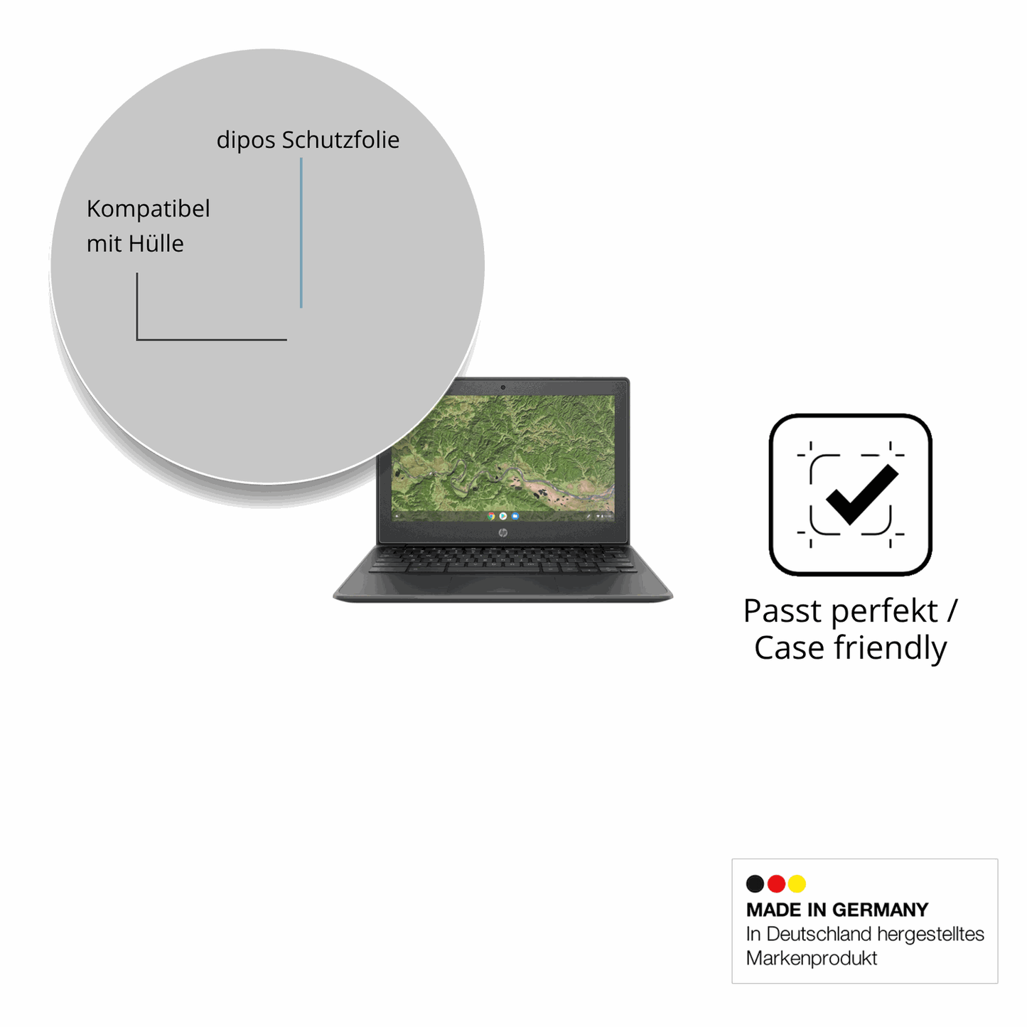 Schutzfolie mit optimaler Passform, zur Verwendung mit Hüllen geeignet