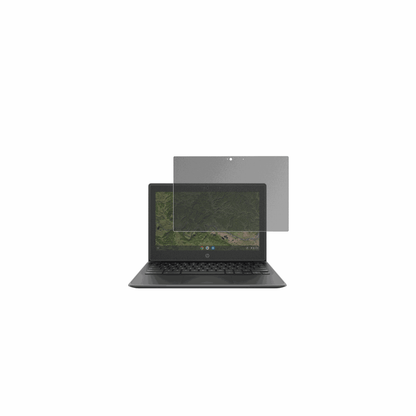 HPChromebook 11A G8EE mit aufgebrachtem dipos Displayschutz, der seitliche Einblicke blockiert
