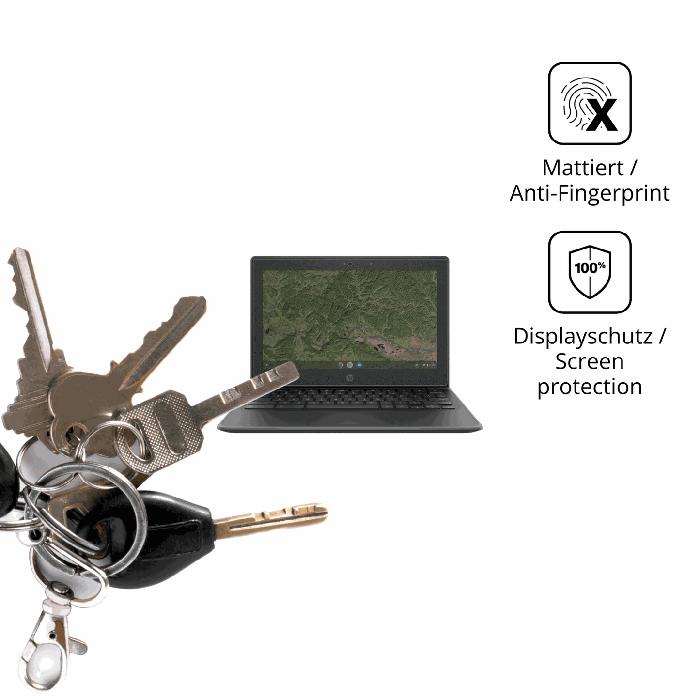 dipos Displayschutz für HP Chromebook 11A G8EE, mattierte Oberfläche, Blickschutzfilter und perfekter Passform
