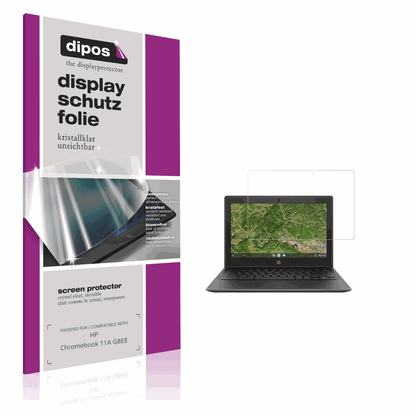 Klare Displayschutzfolie von dipos passend für HP Chromebook 11A G8EE, präziser Zuschnitt und blasenfrei montiert