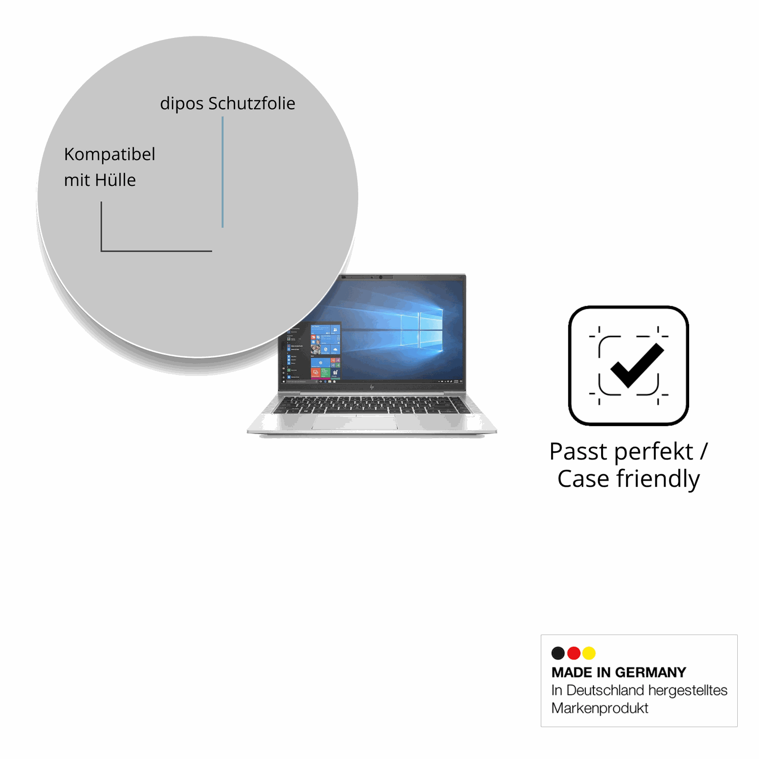 Schutzfolie mit optimaler Passform, zur Verwendung mit Hüllen geeignet