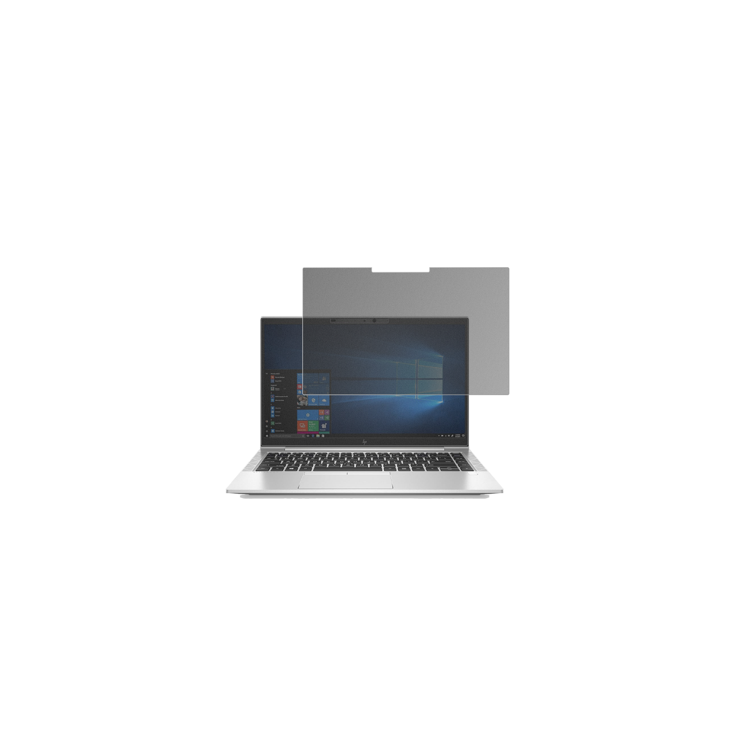 HPEliteBook 840 G7 mit aufgebrachtem dipos Displayschutz, der seitliche Einblicke blockiert