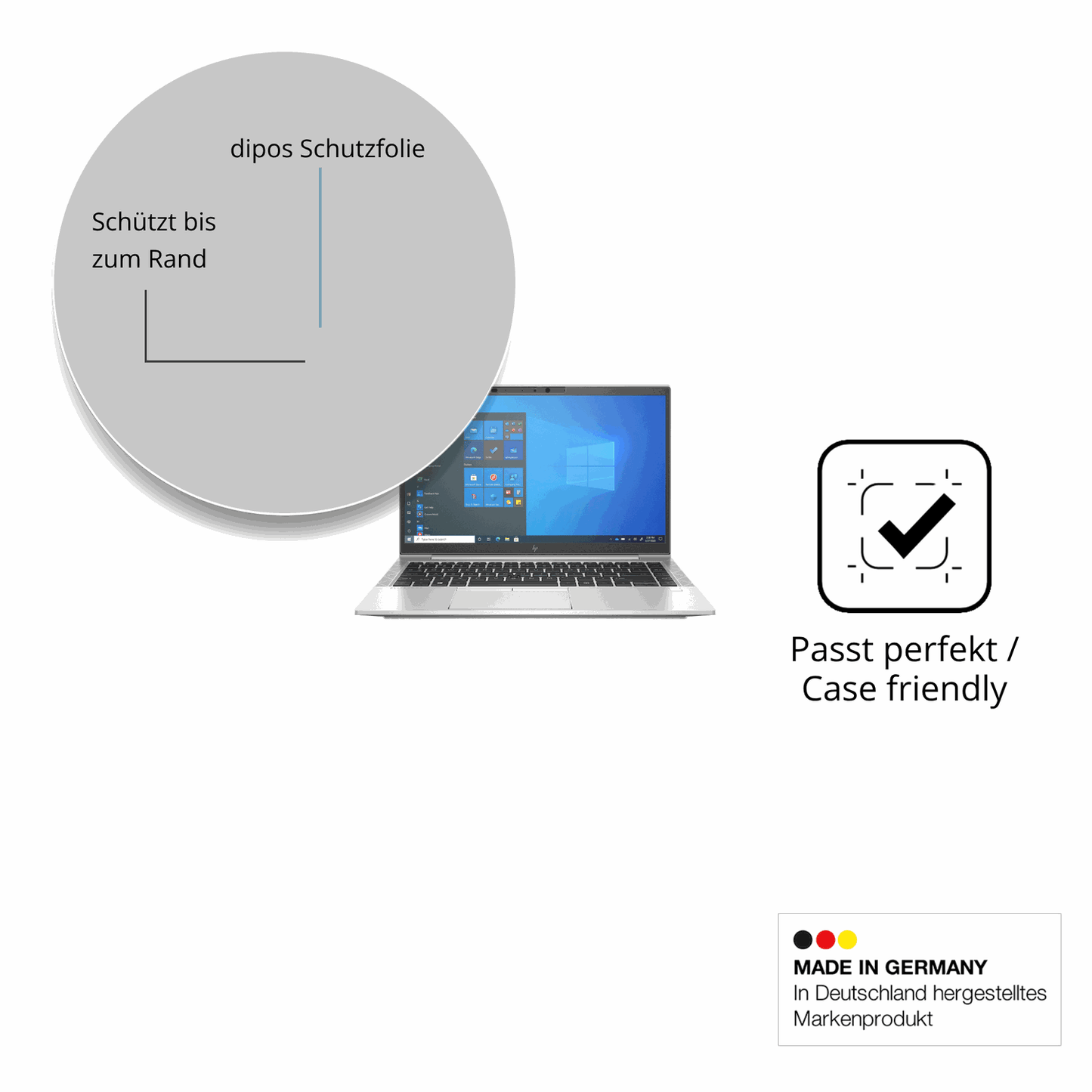 Schutzglasfolie mit optimaler Passform, zur Verwendung mit Hüllen geeignet