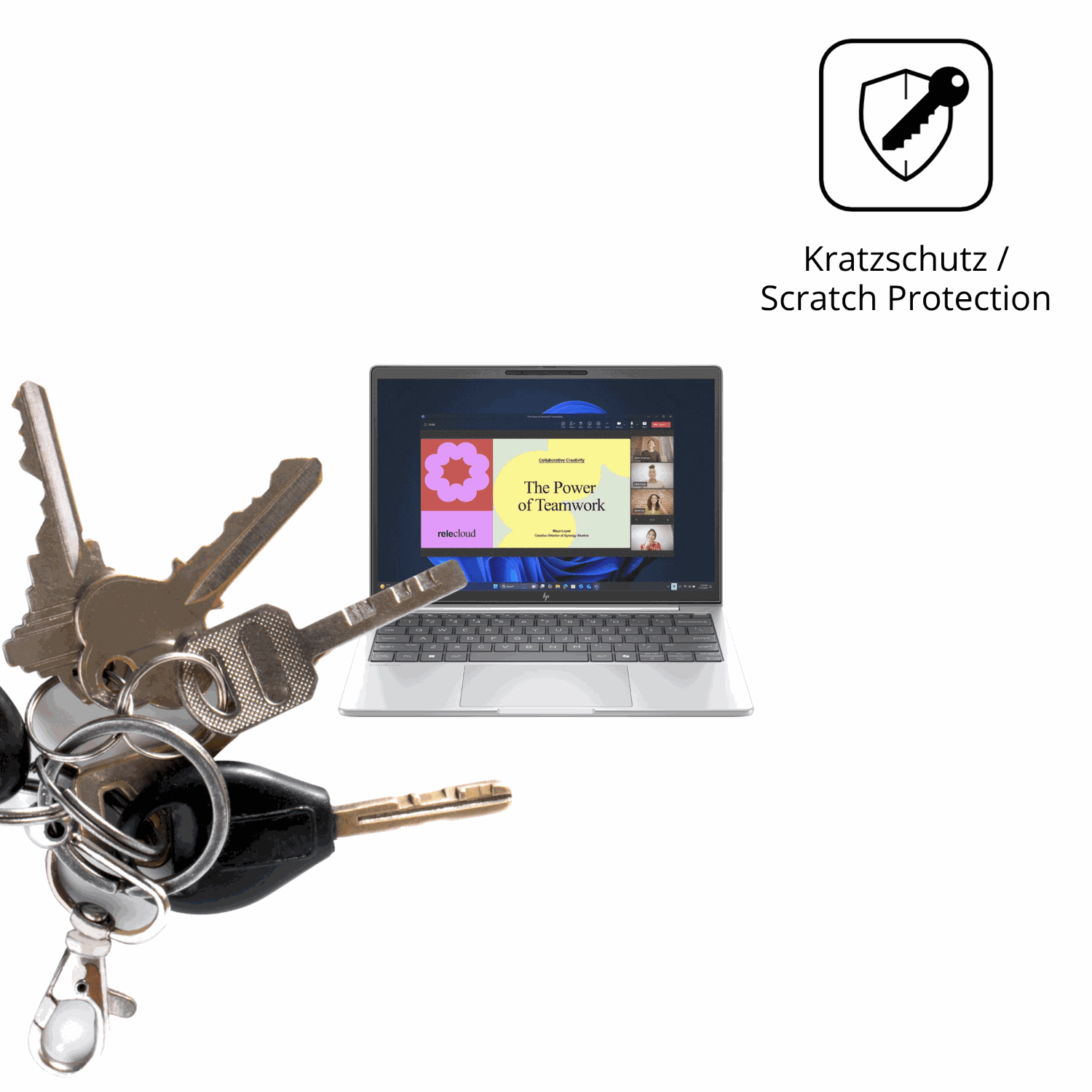 Schutz gegen Kratzer auf dem HP EliteBook 8 G1a 13 Zoll Glas durch Schlüssel oder Ähnliches