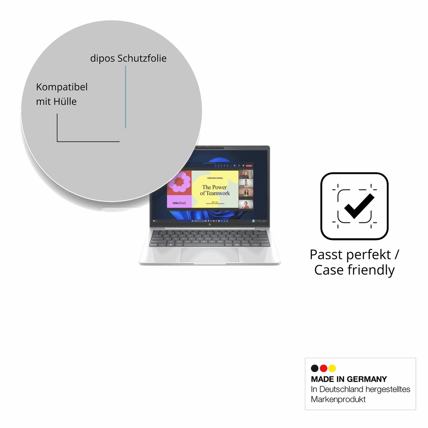 Schutzfolie mit optimaler Passform, zur Verwendung mit Hüllen geeignet
