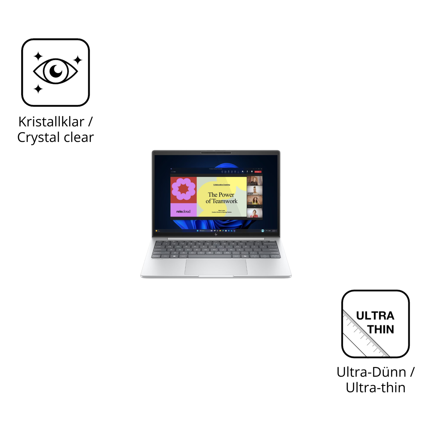 Dünne und klare Folie passend zugeschnitten für HP EliteBook 8 G1a 13 Zoll