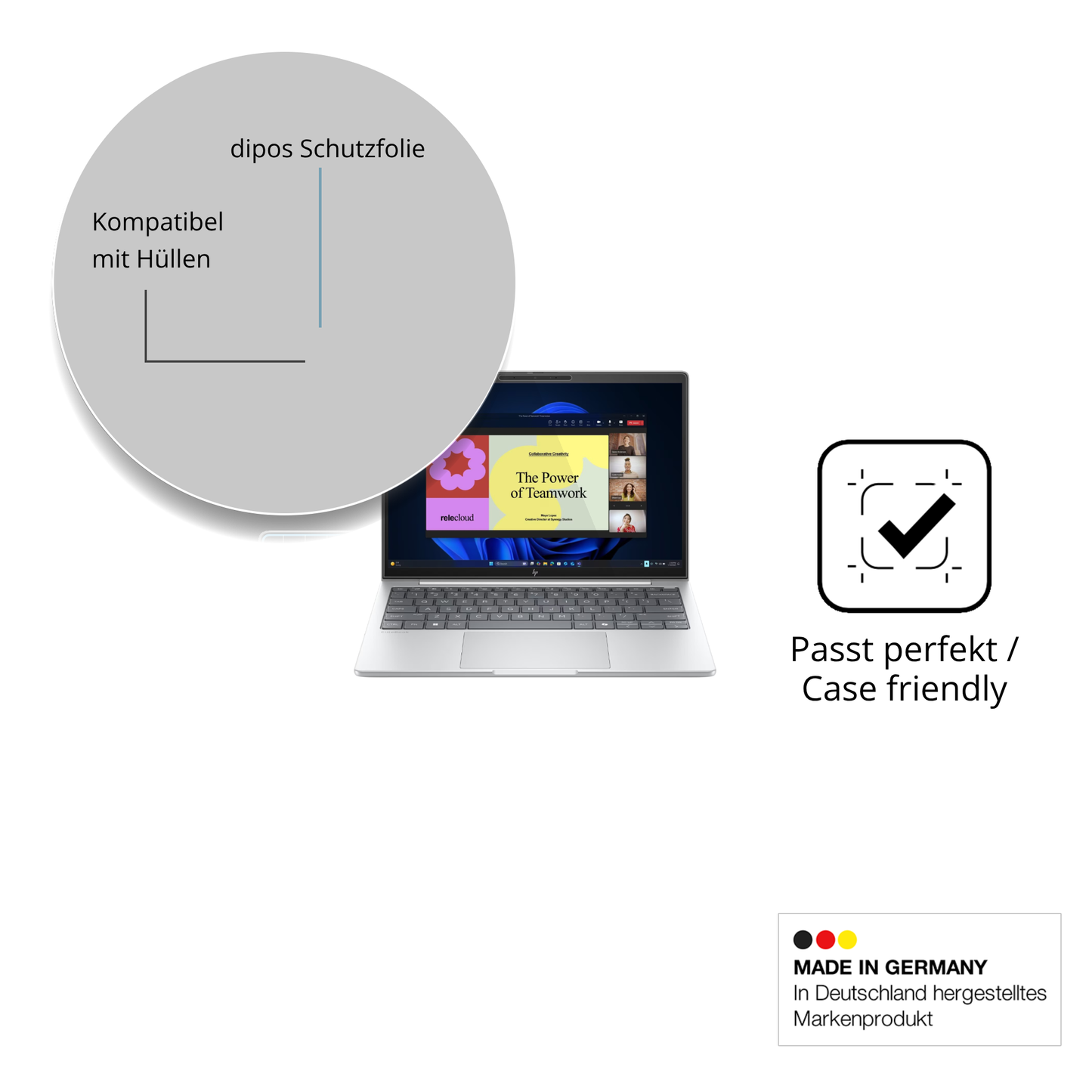 Schutzfolie mit optimaler Passform, zur Verwendung mit Hüllen geeignet