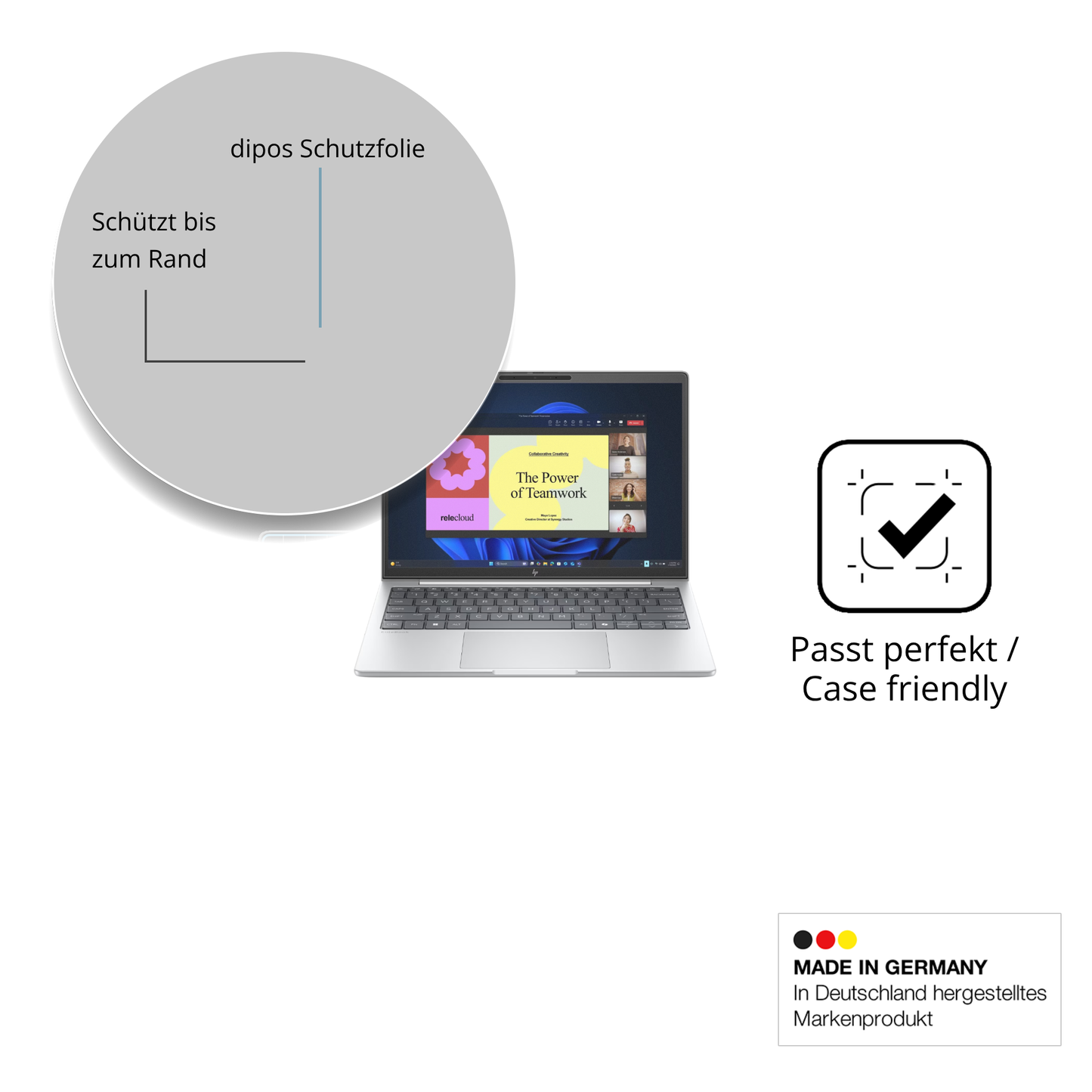 Schutzglasfolie mit optimaler Passform, zur Verwendung mit Hüllen geeignet