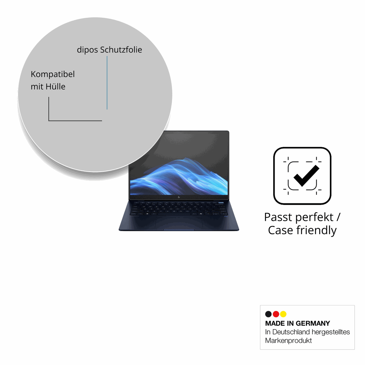 Schutzfolie mit optimaler Passform, zur Verwendung mit Hüllen geeignet