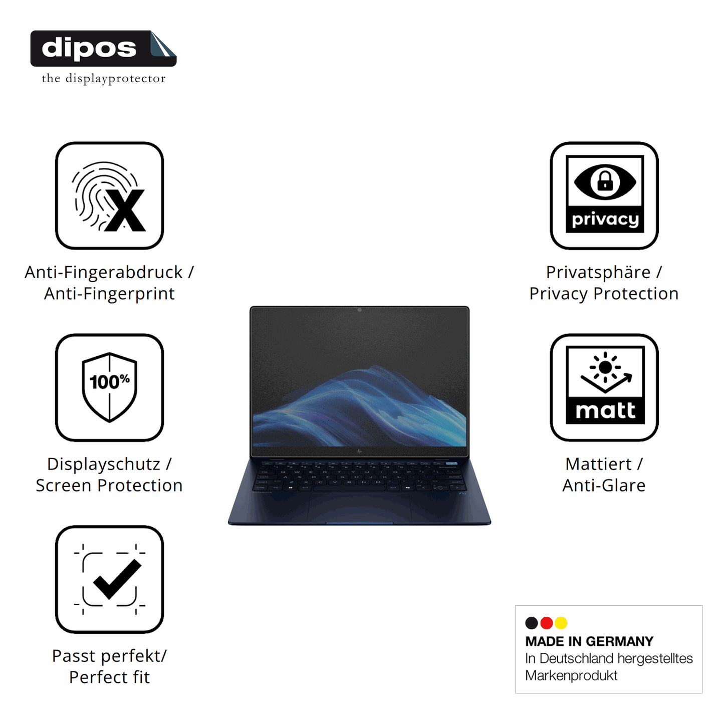 Privatsphäre-Schutz durch Sichtschutz-Folie passend zugeschnitten für HP EliteBook Ultra G1q 14 Zoll