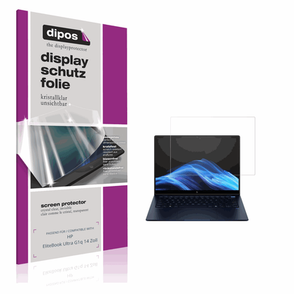 Klare Displayschutzfolie von dipos passend für HP EliteBook Ultra G1q 14 Zoll, präziser Zuschnitt und blasenfrei montiert