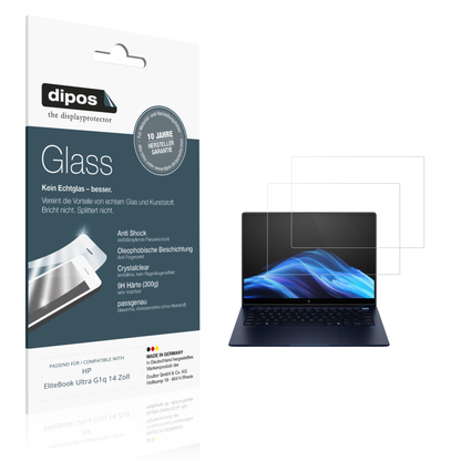 Klare Displayschutzfolie von dipos passend für HP EliteBook Ultra G1q 14 Zoll, 9H kratzfest und blasenfrei montiert