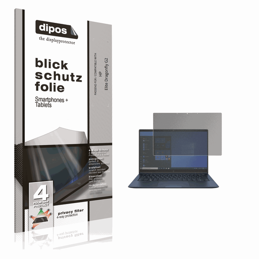 Blickschutzfolie von dipos passend für HP Elite Dragonfly G2, präziser Zuschnitt und blasenfrei montiert