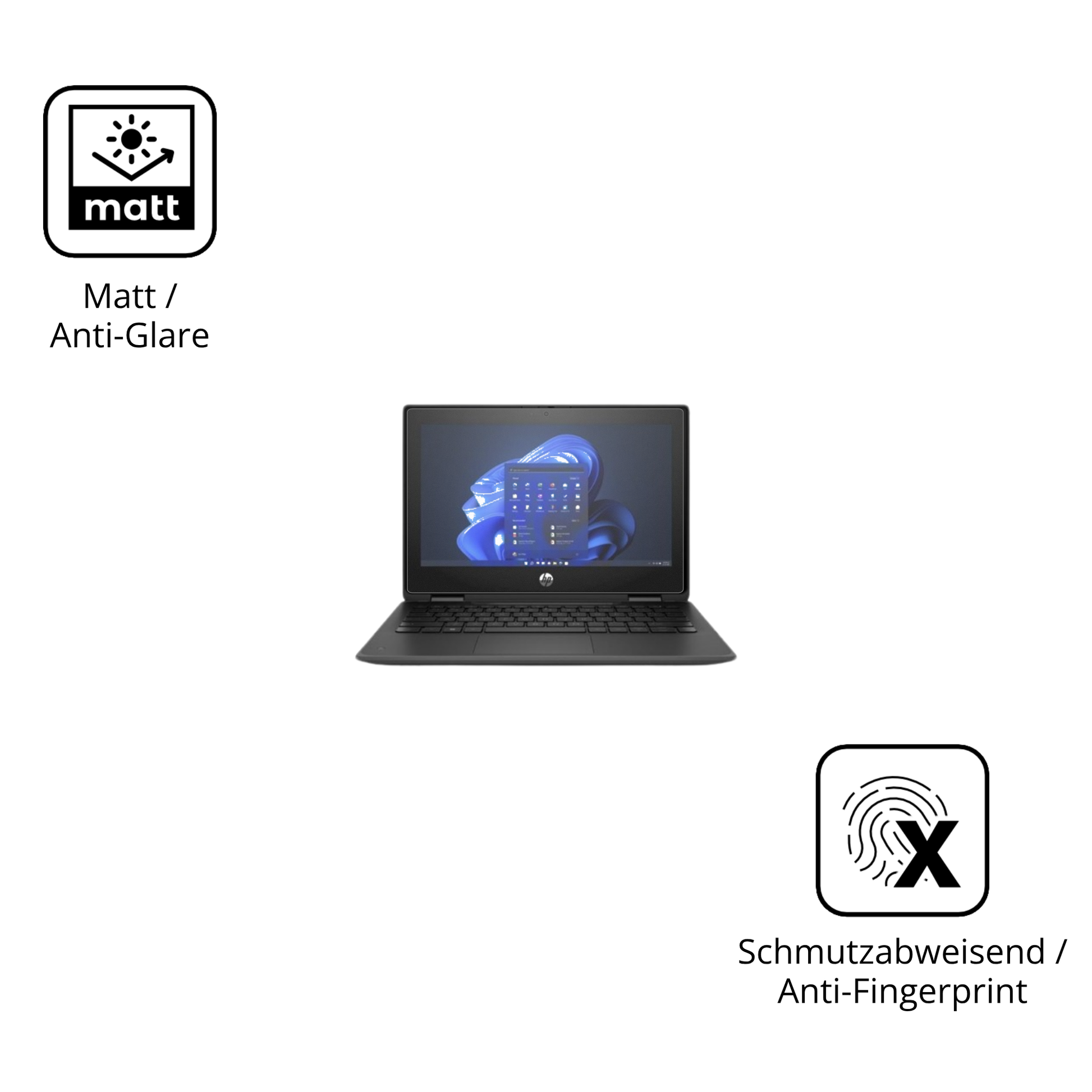 Dünne und entspiegelnde Folie passend zugeschnitten für hpfortis flip g1i 11 zoll