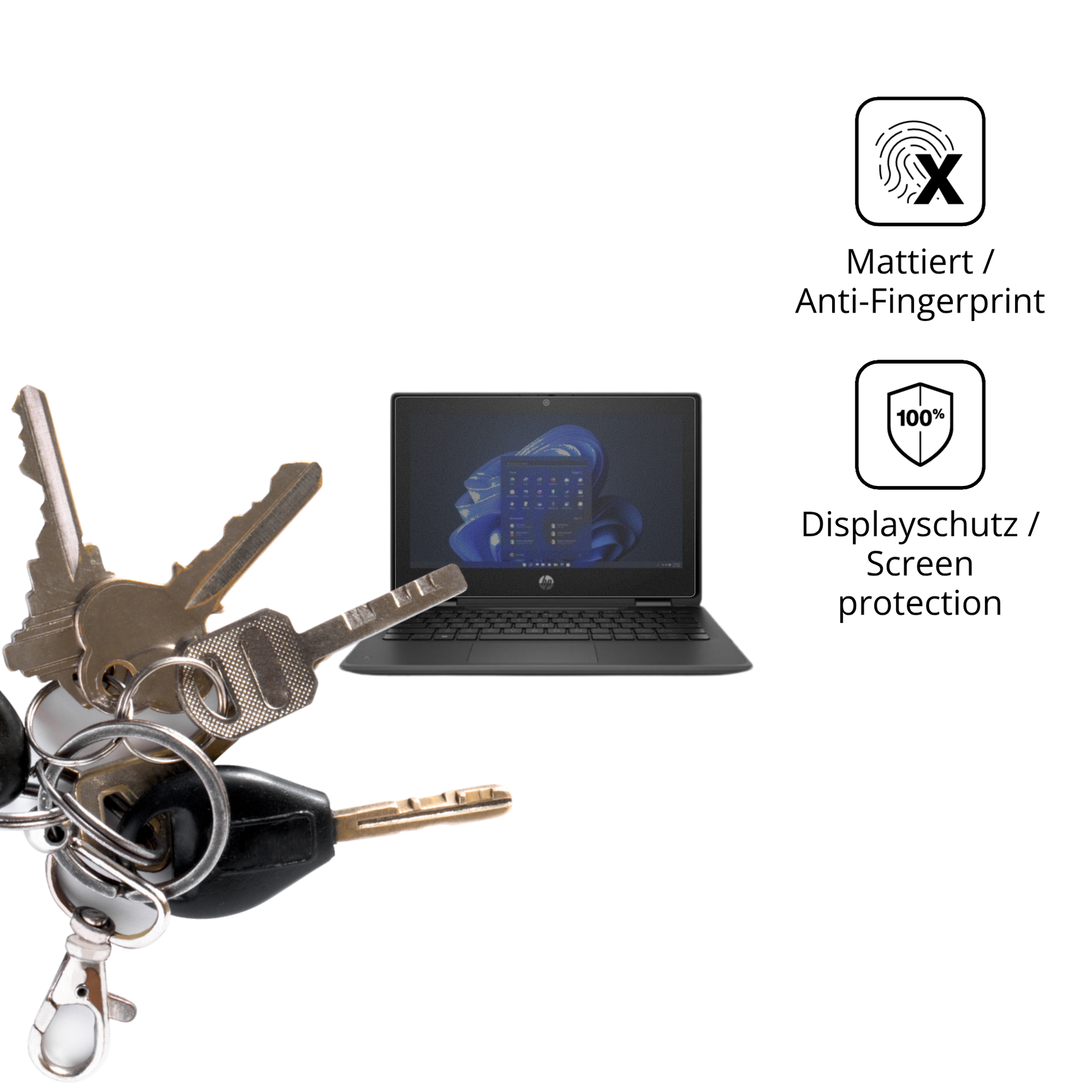 dipos Displayschutz für hpfortis flip g1i 11 zoll, mattierte Oberfläche, Blickschutzfilter und perfekter Passform