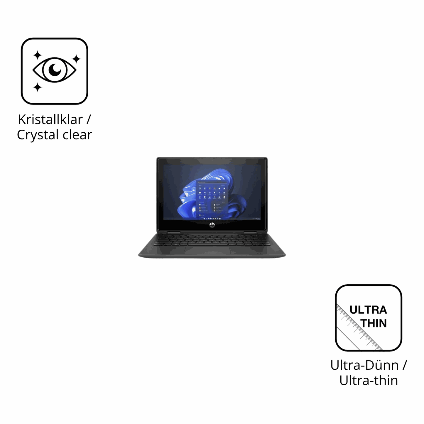 Dünne und klare Folie passend zugeschnitten für hpfortis flip g1i 11 zoll