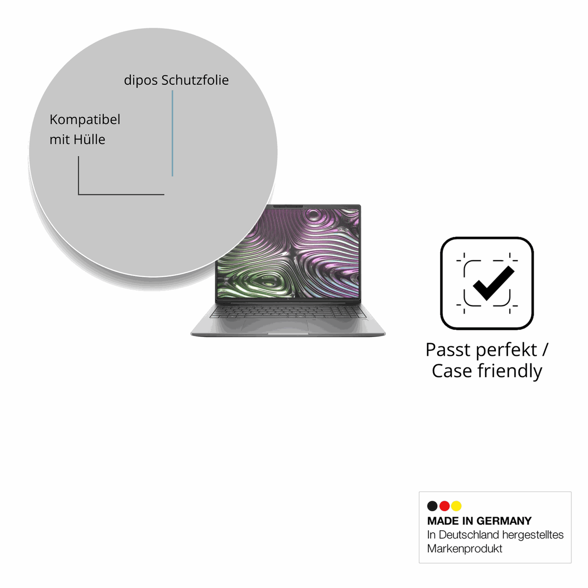 Schutzfolie mit optimaler Passform, zur Verwendung mit Hüllen geeignet