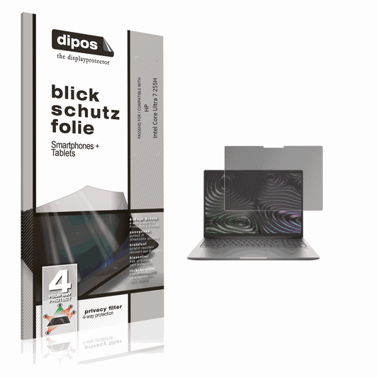 Blickschutzfolie von dipos passend für HP Intel Core Ultra 7 255H, präziser Zuschnitt und blasenfrei montiert