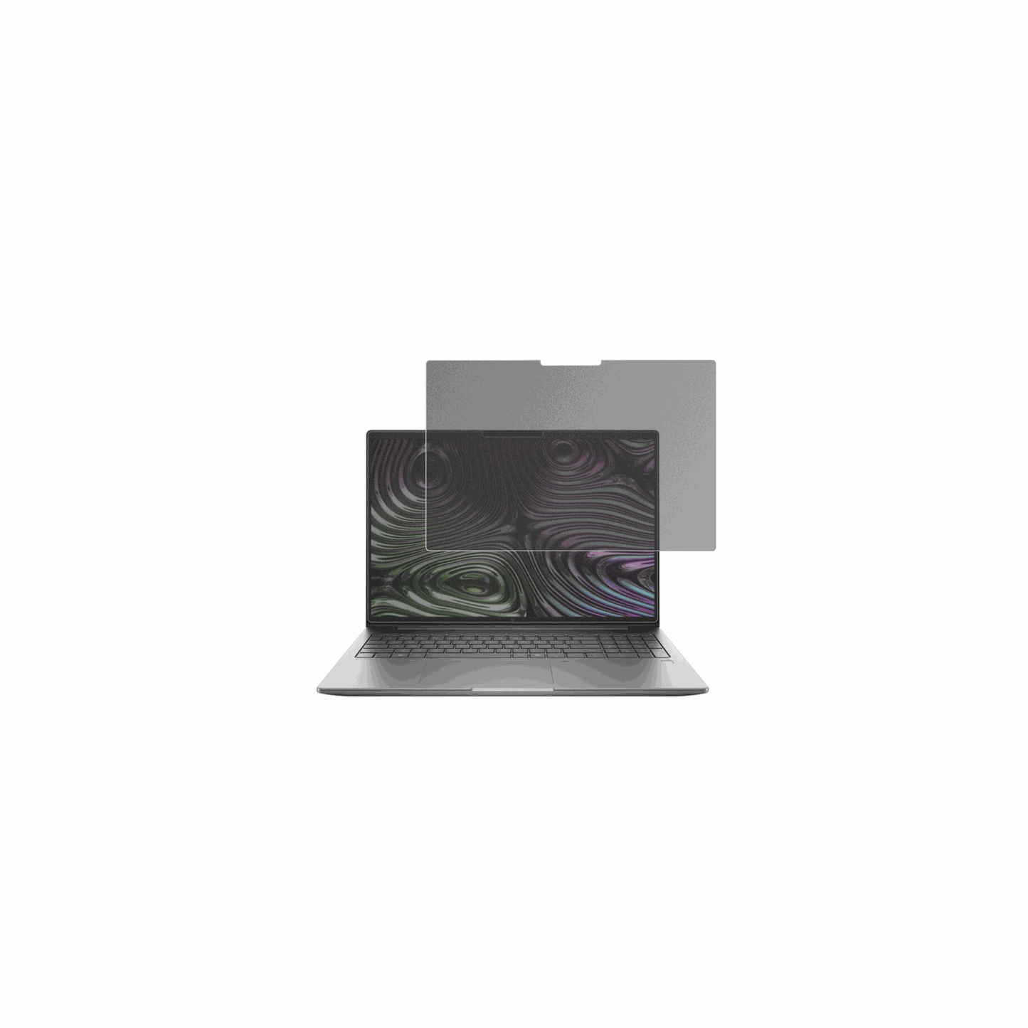 HPIntel Core Ultra 7 255H mit aufgebrachtem dipos Displayschutz, der seitliche Einblicke blockiert