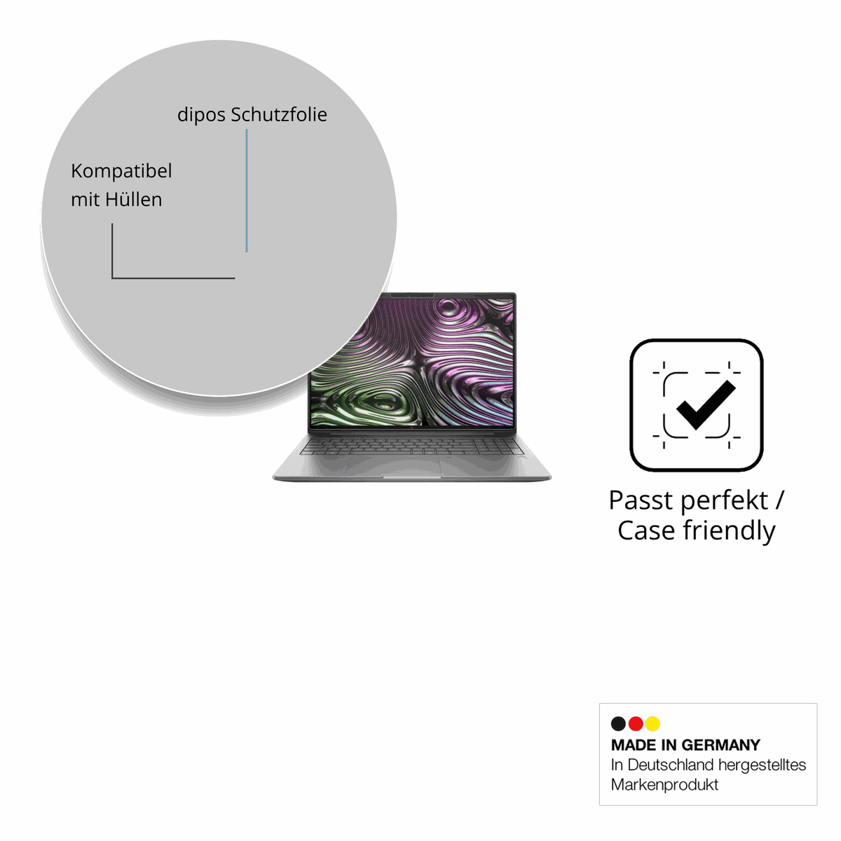 Schutzfolie mit optimaler Passform, zur Verwendung mit Hüllen geeignet
