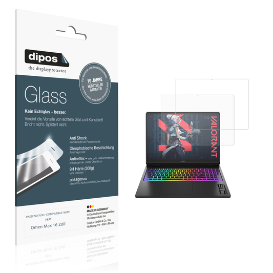 Matte Displayschutzfolie von dipos passend für hpomen max 16 zoll, 9H kratzfest und blasenfrei montiert