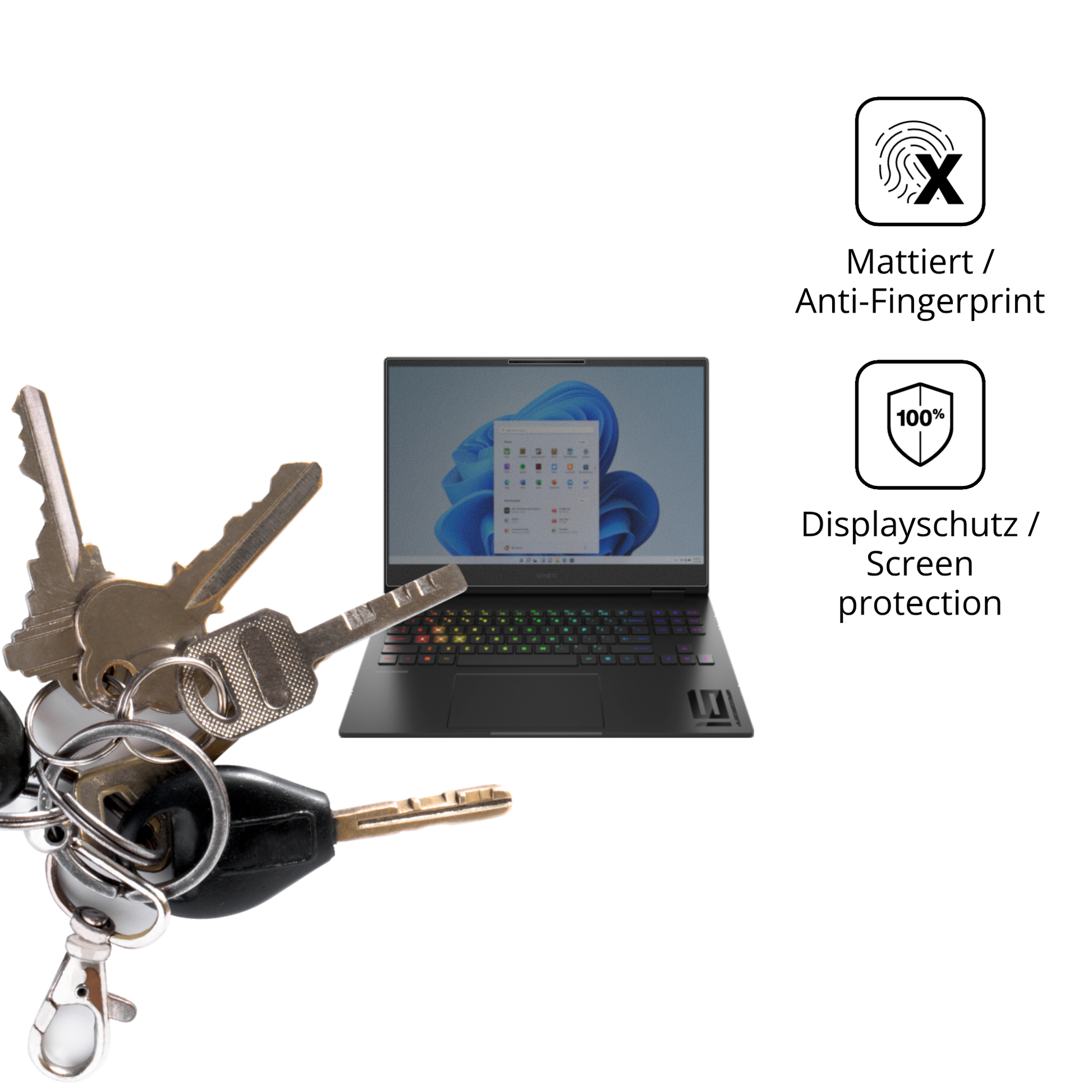 dipos Displayschutz für hpomen transcend 16-u1000nl, mattierte Oberfläche, Blickschutzfilter und perfekter Passform