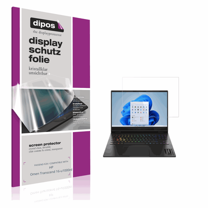 Klare Displayschutzfolie von dipos passend für hpomen transcend 16-u1000nl, präziser Zuschnitt und blasenfrei montiert