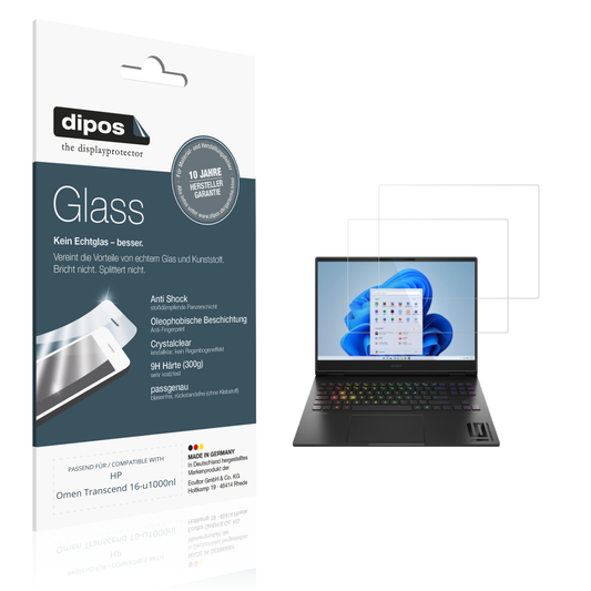 Klare Displayschutzfolie von dipos passend für hpomen transcend 16-u1000nl, 9H kratzfest und blasenfrei montiert