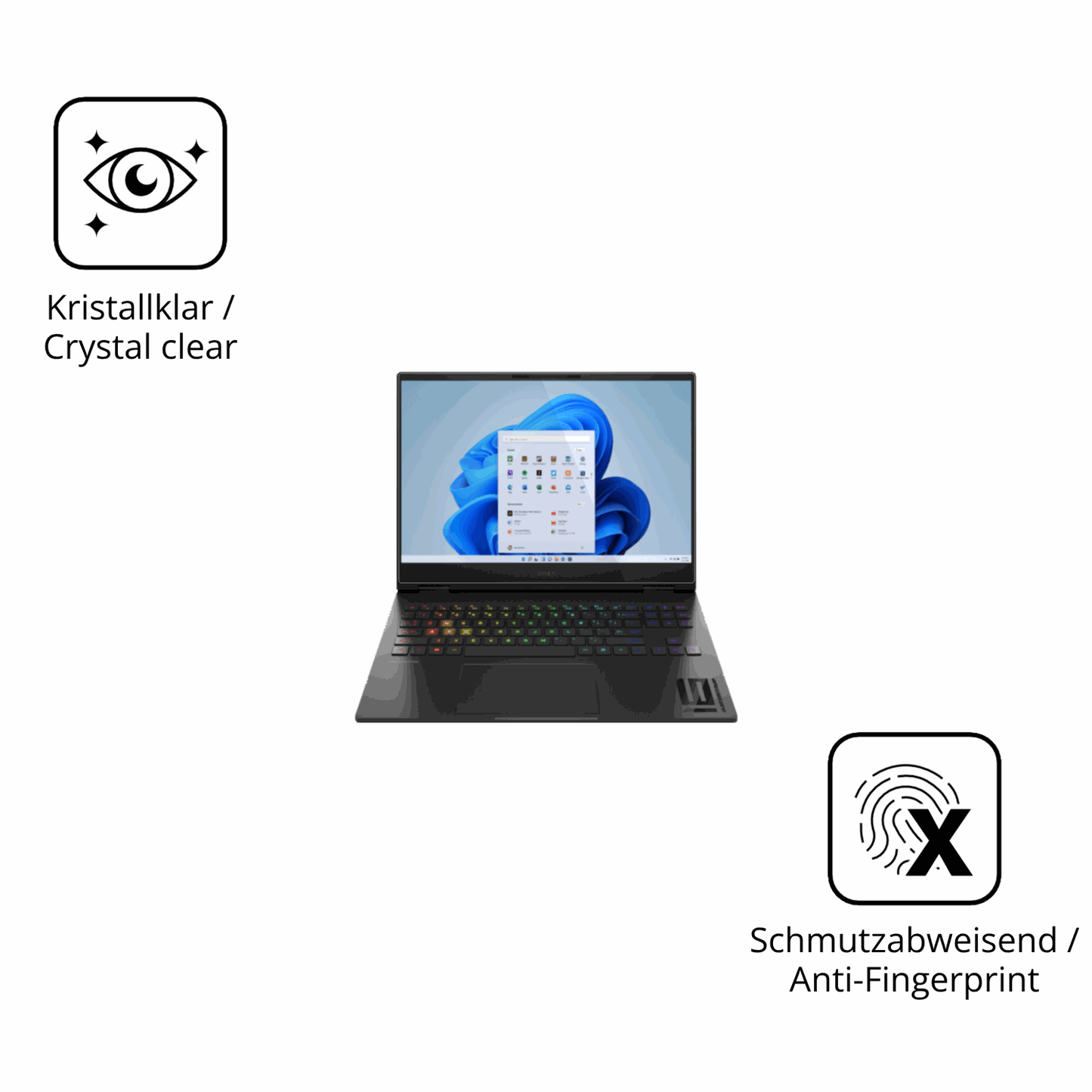 Flexible TPU-Folie passend zugeschnitten für hpomen transcend 16-u1000nl, vollständige Abdeckung