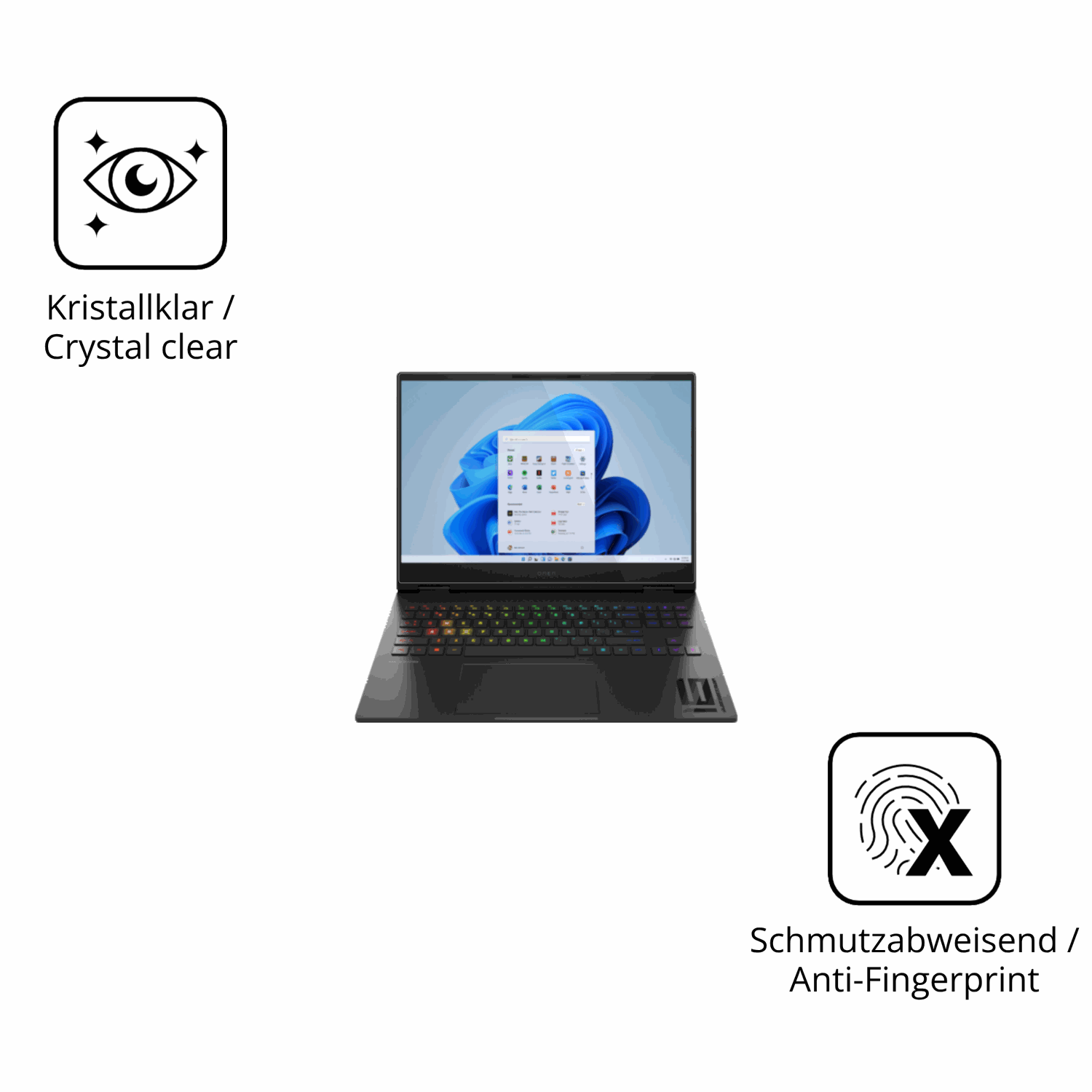 Flexible TPU-Folie passend zugeschnitten für hpomen transcend 16-u1000nl, vollständige Abdeckung
