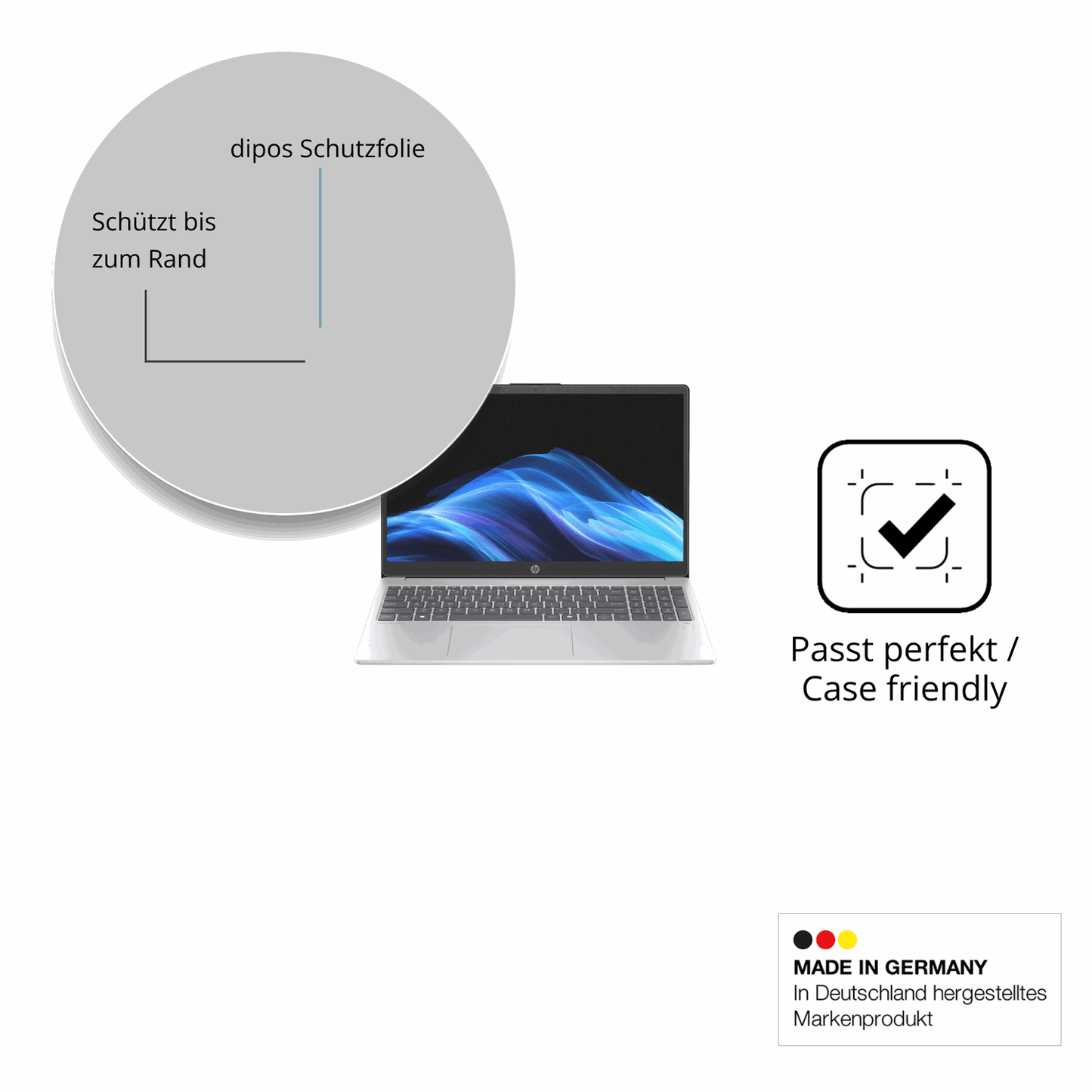 Schutzglasfolie mit optimaler Passform, zur Verwendung mit Hüllen geeignet