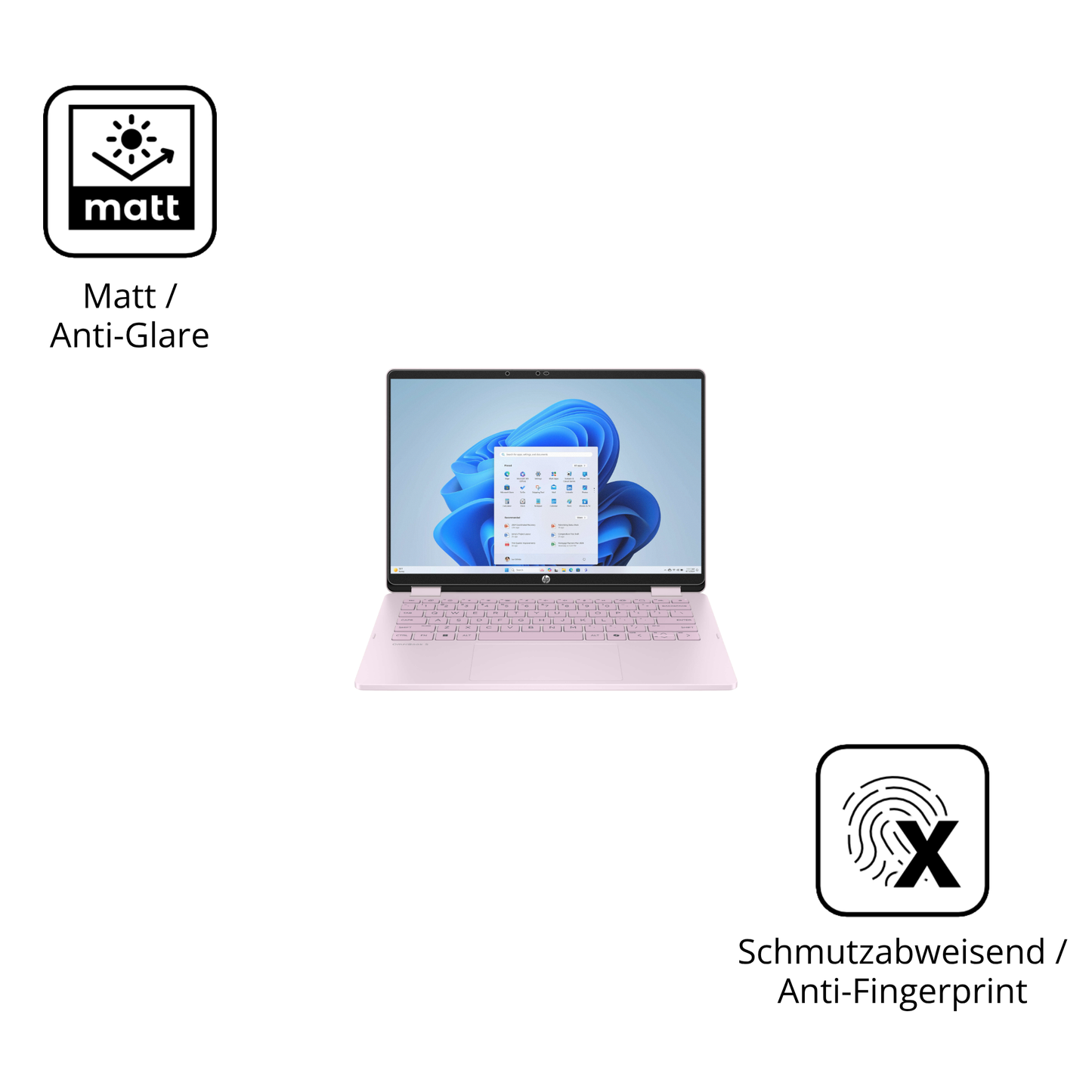 Dünne und entspiegelnde Folie passend zugeschnitten für HP OmniBook 5 Flip 14 FP0765ng