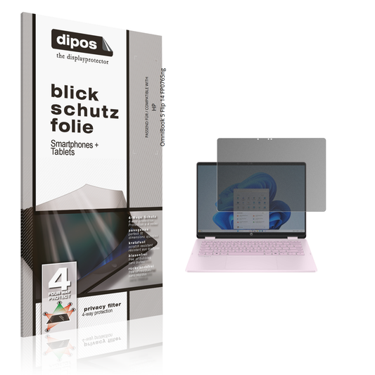 Blickschutzfolie von dipos passend für HP OmniBook 5 Flip 14 FP0765ng, präziser Zuschnitt und blasenfrei montiert