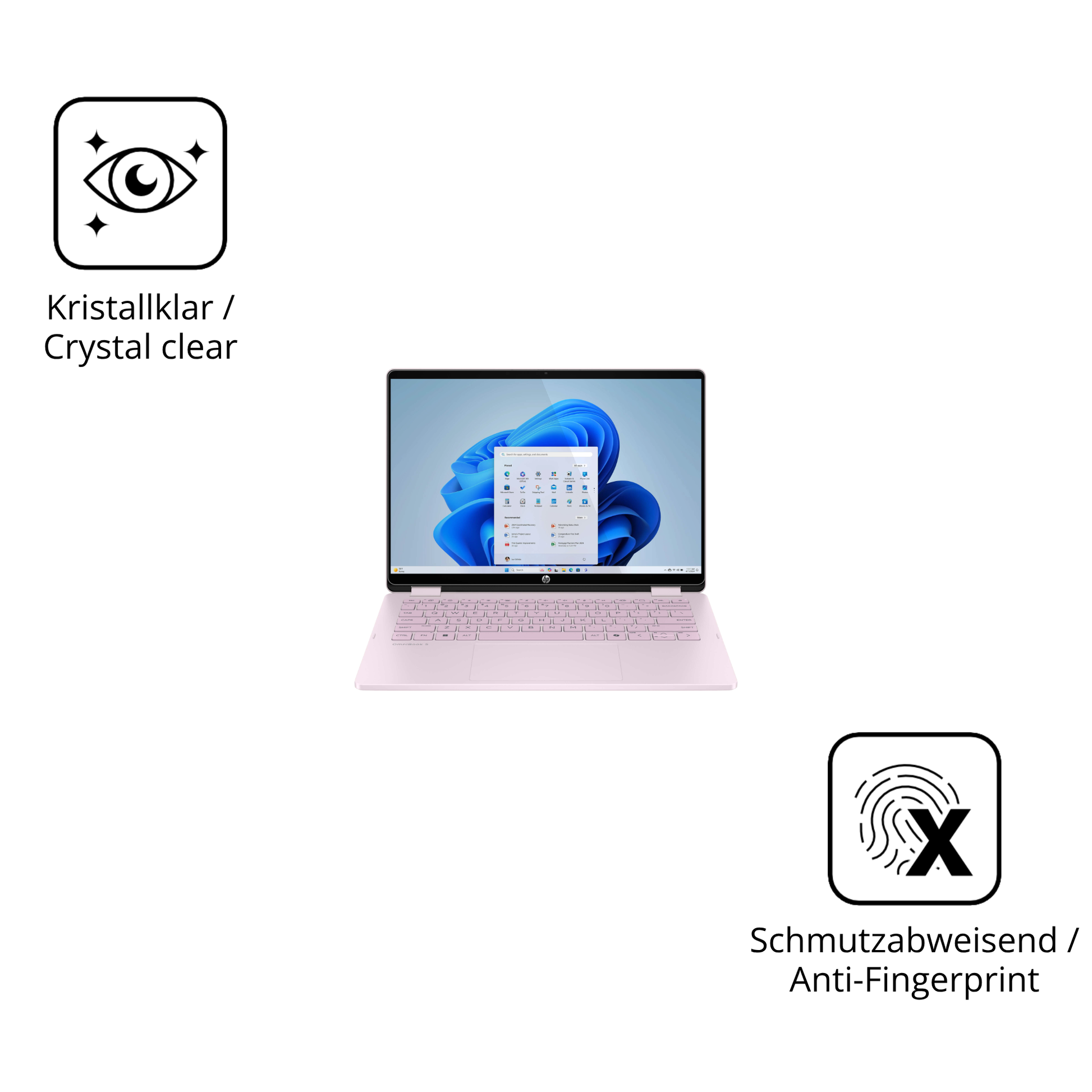 Flexible TPU-Folie passend zugeschnitten für HP OmniBook 5 Flip 14 FP0765ng, vollständige Abdeckung