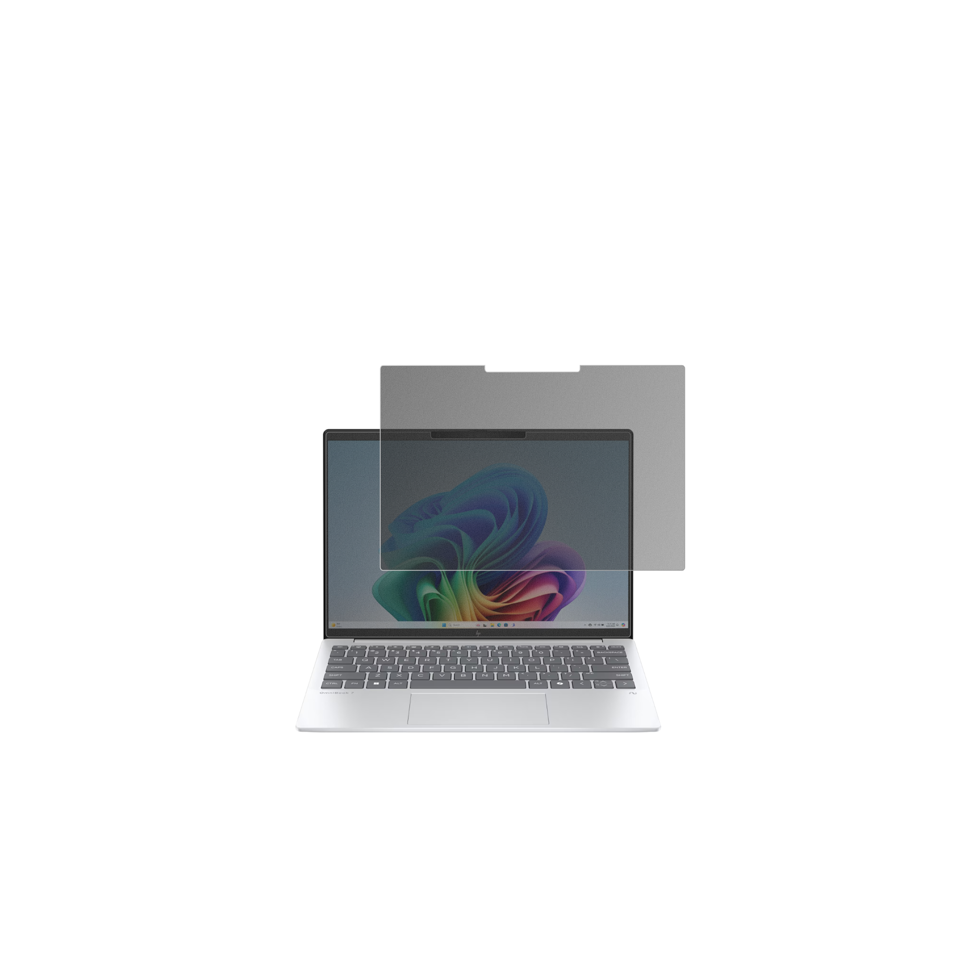 hpomnibook 7 aero 13 mit aufgebrachtem dipos Displayschutz, der seitliche Einblicke blockiert