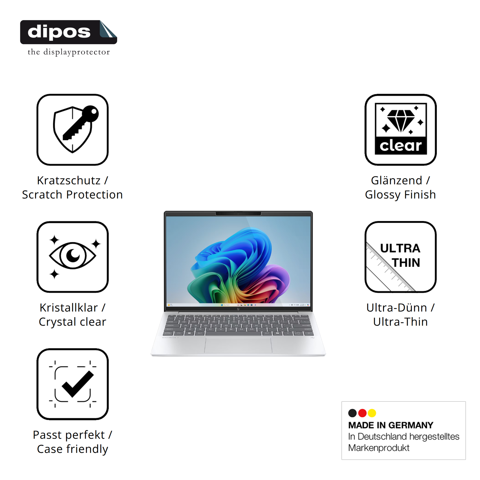 Displayschutz hergestellt in Deutschland, höchste Qualität made in Germany