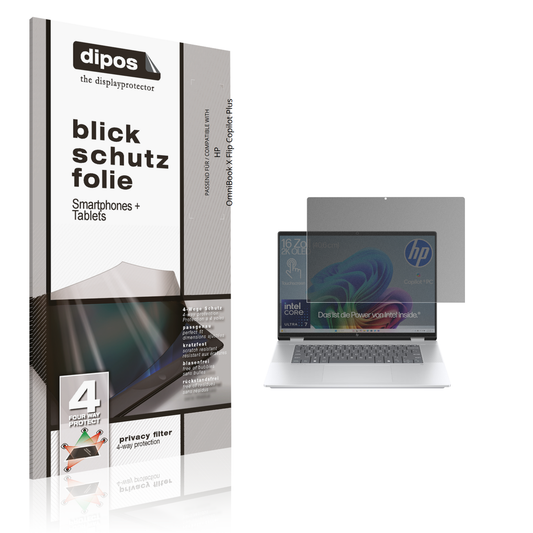 Blickschutzfolie von dipos passend für HP OmniBook X Flip Copilot Plus, präziser Zuschnitt und blasenfrei montiert