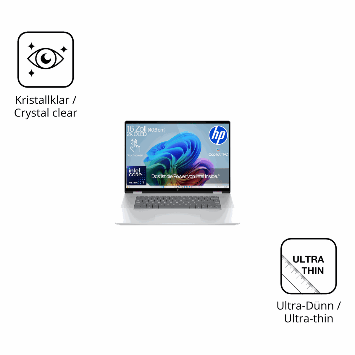 Dünne und klare Folie passend zugeschnitten für HP OmniBook X Flip Copilot Plus