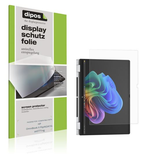 Matte Displayschutzfolie von dipos passend für HP OmniBook X FlipNGAI16-as0771ng, präziser Zuschnitt und blasenfrei montiert