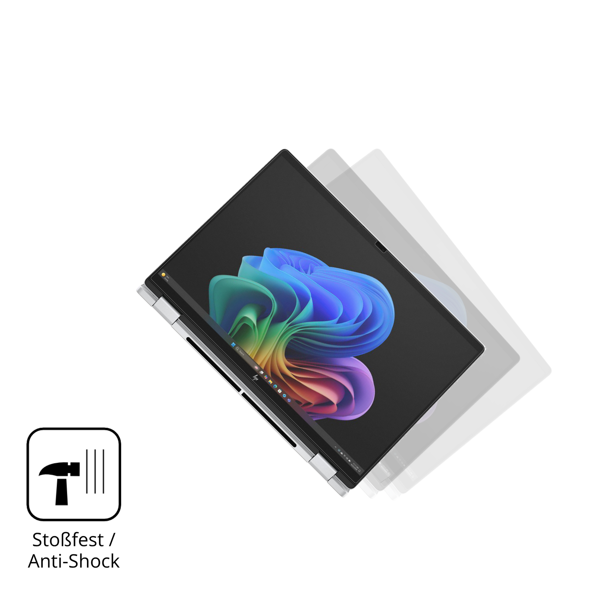 Schutz gegen Kratzer auf dem HP OmniBook X FlipNGAI16-as0771ng Glas durch Schlüssel, Stöße gegen die Tischkante oder Stürze