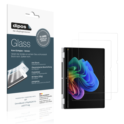 Klare Displayschutzfolie von dipos passend für HP OmniBook X FlipNGAI16-as0771ng, 9H kratzfest und blasenfrei montiert