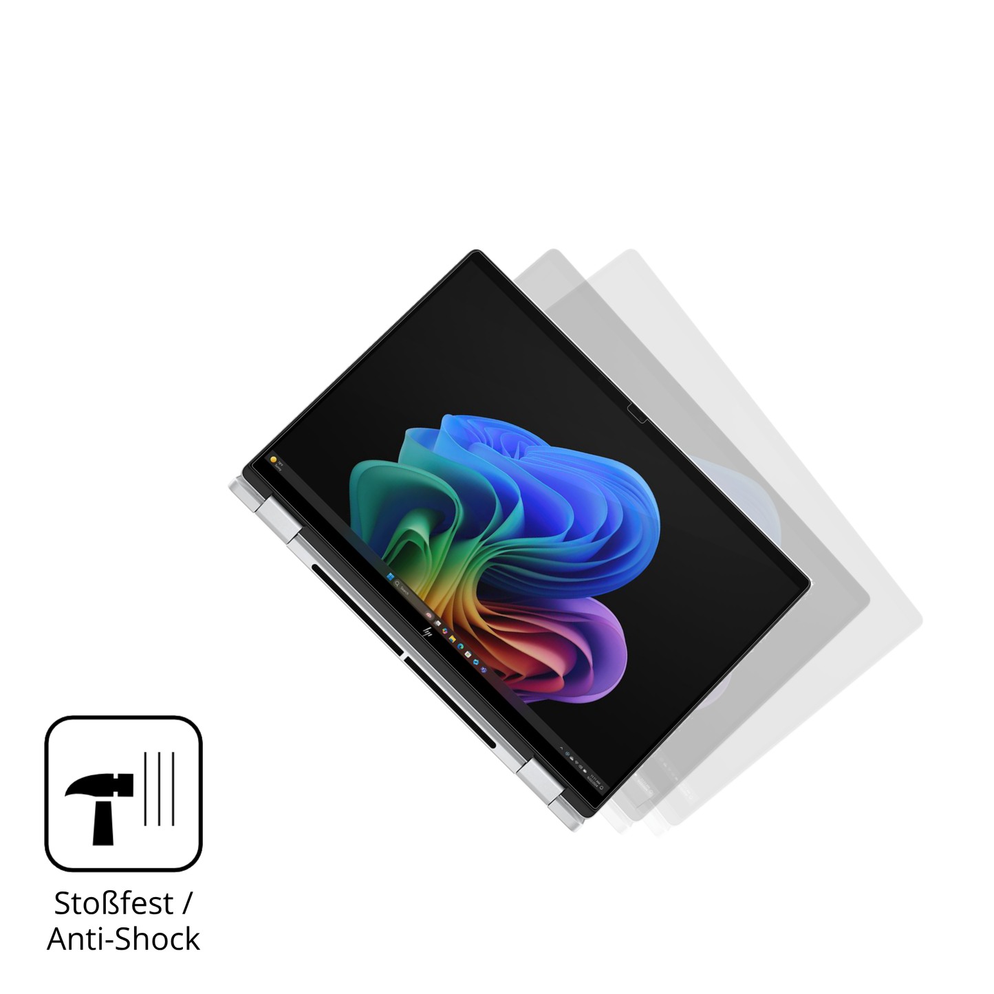 Schutz gegen Kratzer auf dem HP OmniBook X FlipNGAI16-as0771ng Glas durch Schlüssel, Stöße gegen die Tischkante oder Stürze