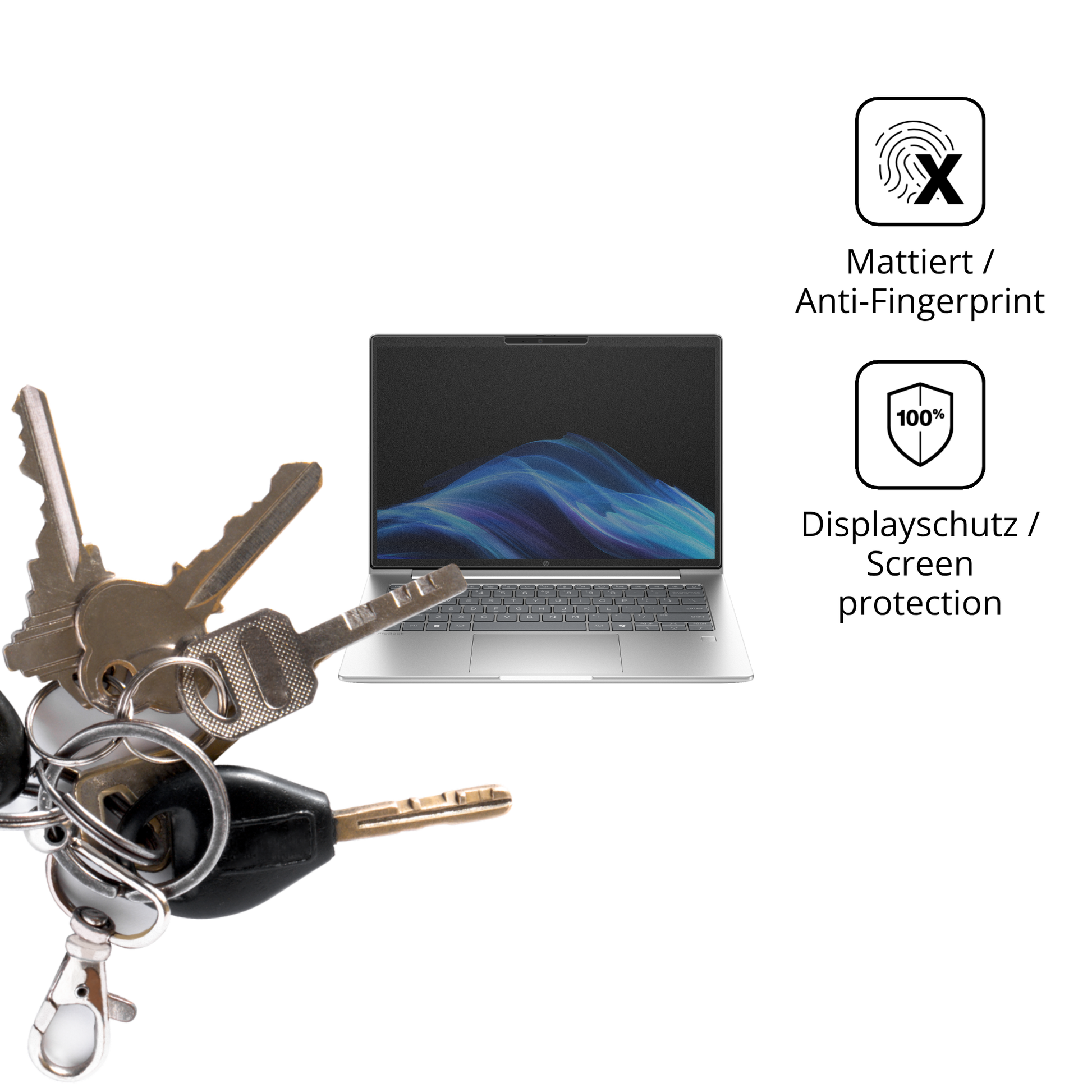 dipos Displayschutz für hpprobook 4 g1a 14 zoll, mattierte Oberfläche, Blickschutzfilter und perfekter Passform