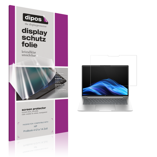 Klare Displayschutzfolie von dipos passend für hpprobook 4 g1a 14 zoll, präziser Zuschnitt und blasenfrei montiert