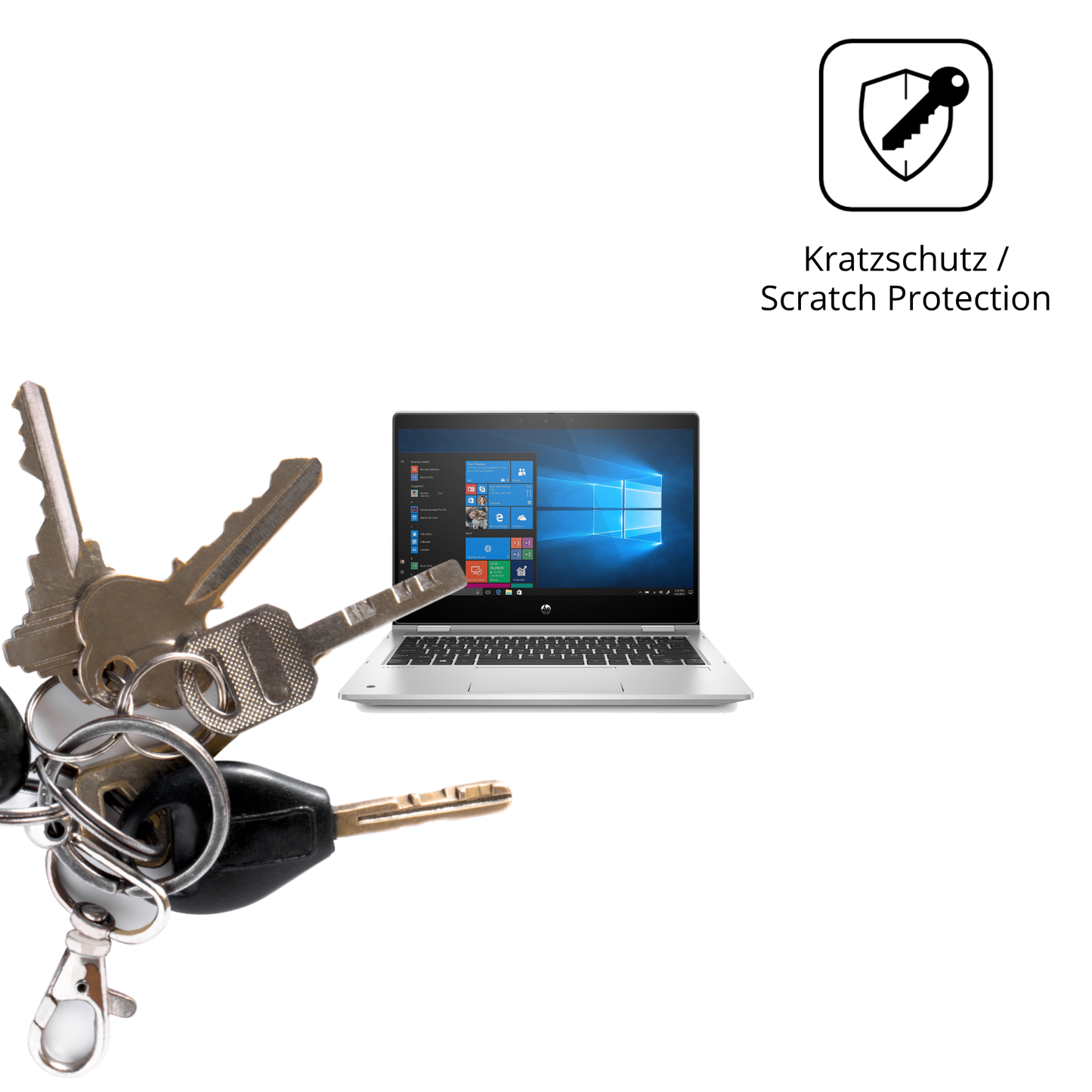 Schutz gegen Kratzer auf dem HP ProBook x360 435 G7 Glas durch Schlüssel oder Ähnliches
