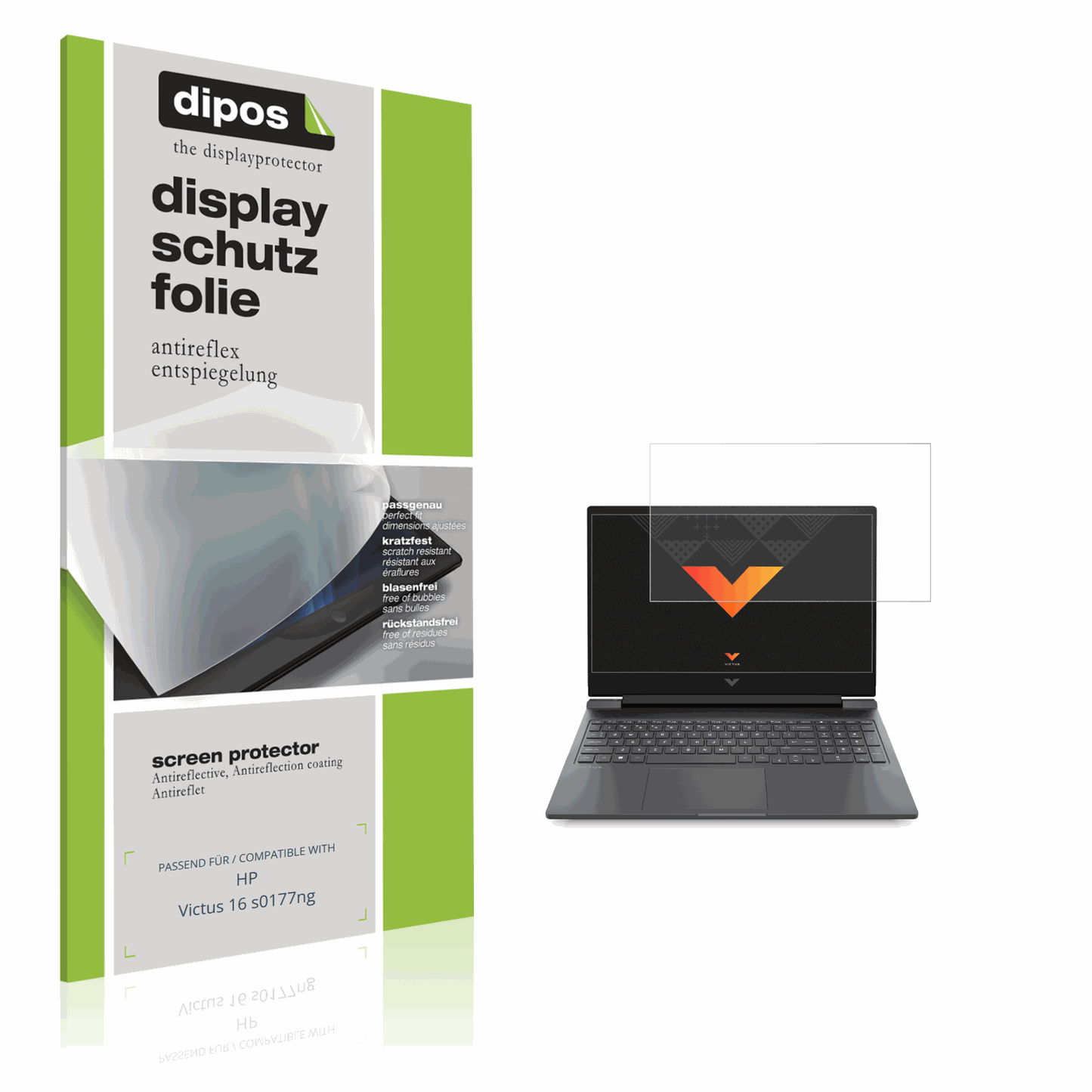 Matte Displayschutzfolie von dipos passend für HP Victus 16 s0177ng, präziser Zuschnitt und blasenfrei montiert